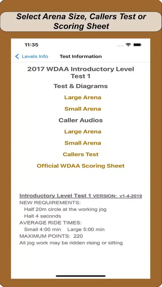 2017 WDAA Dressage Tests スクリーンショット